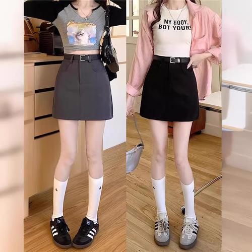 Gray suit short dress for women, summer American hot pants, bodycon skirt, petite, high-waisted A-line skirt