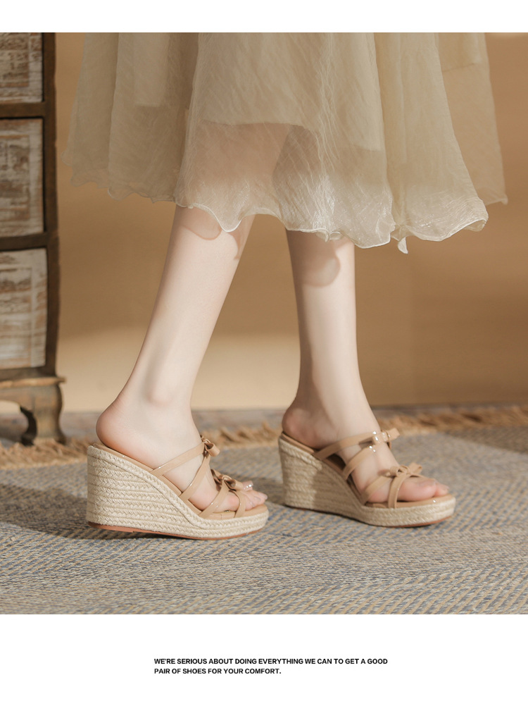 Sandal cao gót nữ hở mũi đế xuồng bện thừng gót 9 cm — màu trắng ngà chi tiết 15