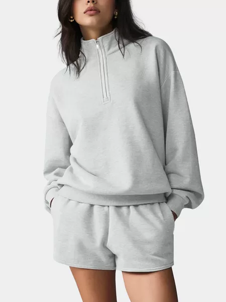 Sports Jacket, Autumn and Winter Sweatshirt, Fleece-Lined and Thickened Yoga Wear, Casual Loose Fit, Versatile, Warm Half-Zip Yoga Top