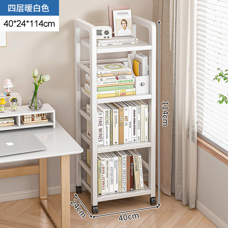 Estante de estantería de piso de múltiples capas de almacenamiento de hierro de costura estrecha estante del hogar escritorio móvil simple pequeña estantería
