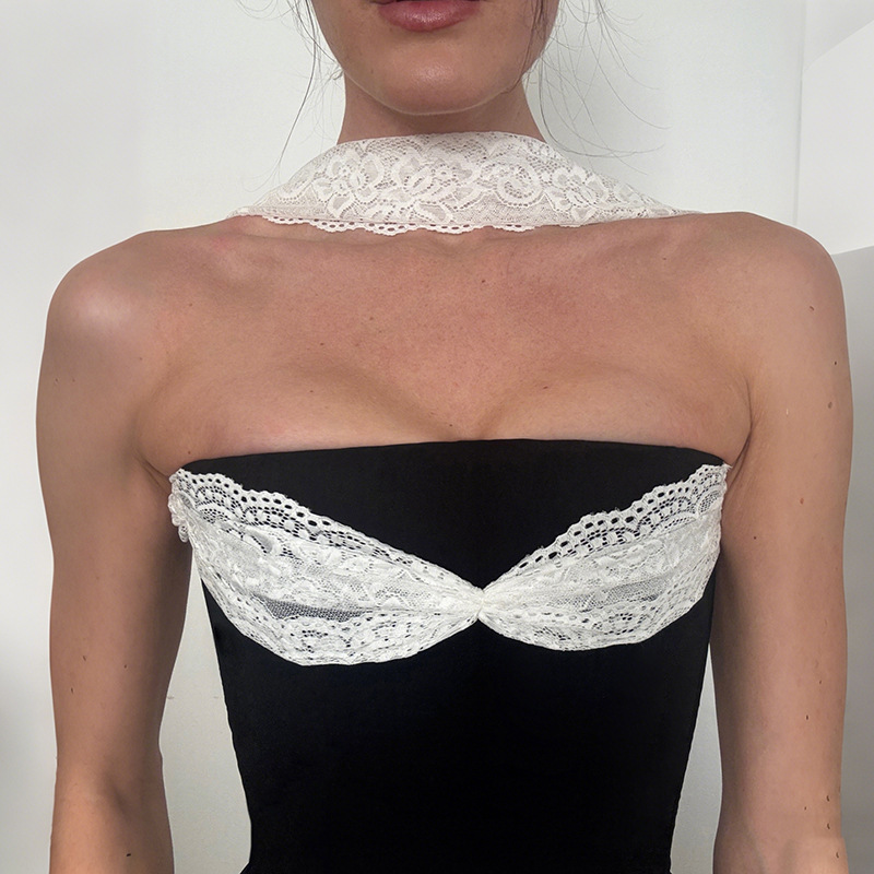 Women's Clothing Women's Lace Patchwork Strapless Slimming Vest Top Style Creative Summer Fashion For Ladies_voghion.com