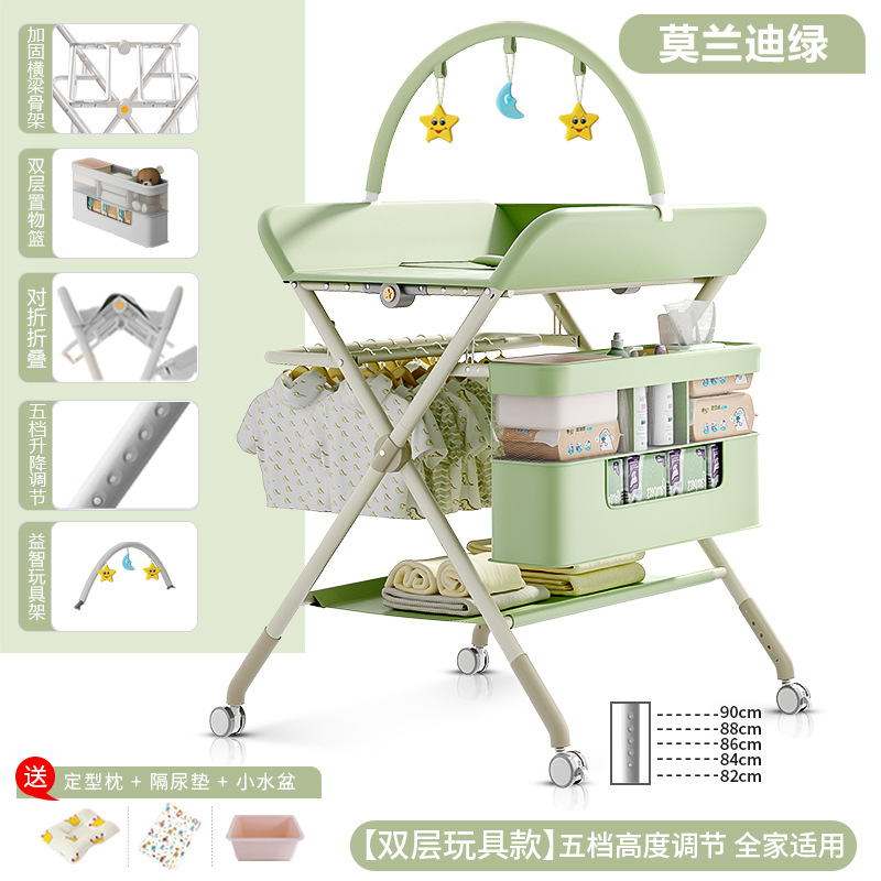 Mesa de cambio de pañales para bebés recién nacidos, mesa de cama de baño de masaje plegable multifuncional image 26