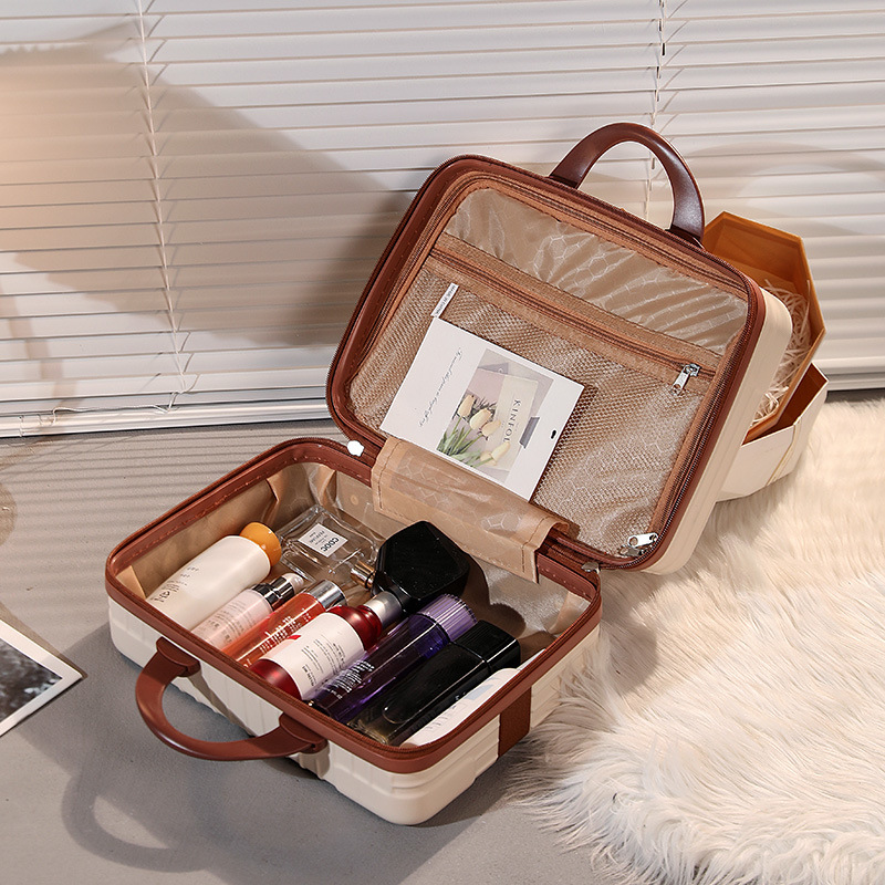 Maleta roja para mujer pequeña y liviana maleta de 14 pulgadas, maleta cosmética, maleta, contraseña, caja de regalo, almacenamiento