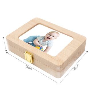 Wooden photo frame boys and girls baby fetal hair nipple box Children's British Japanese fetal hair tooth storage box gift