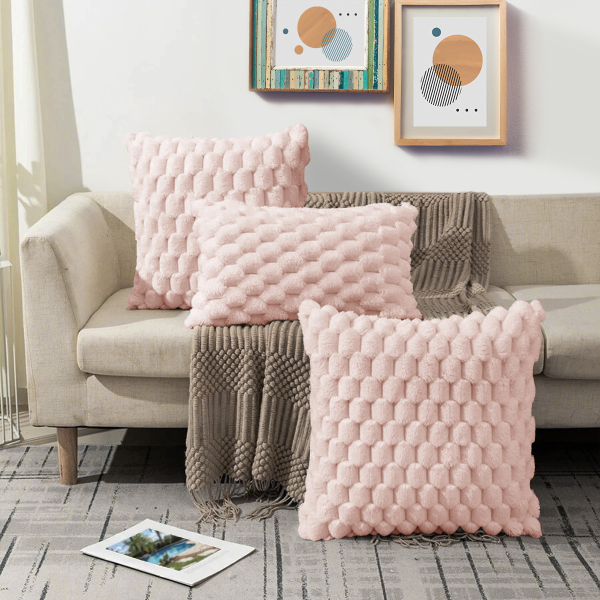 Funda de cojín de terciopelo jacquard dorado de color sólido al por mayor transfronterizo, funda de cojín lumbar tridimensional para sofá de oficina