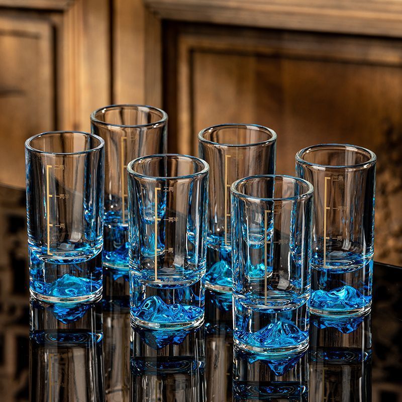 蓝山白酒杯2二两家用套装轻奢高档分酒器刻度一两水晶玻璃酒具盅|undefined