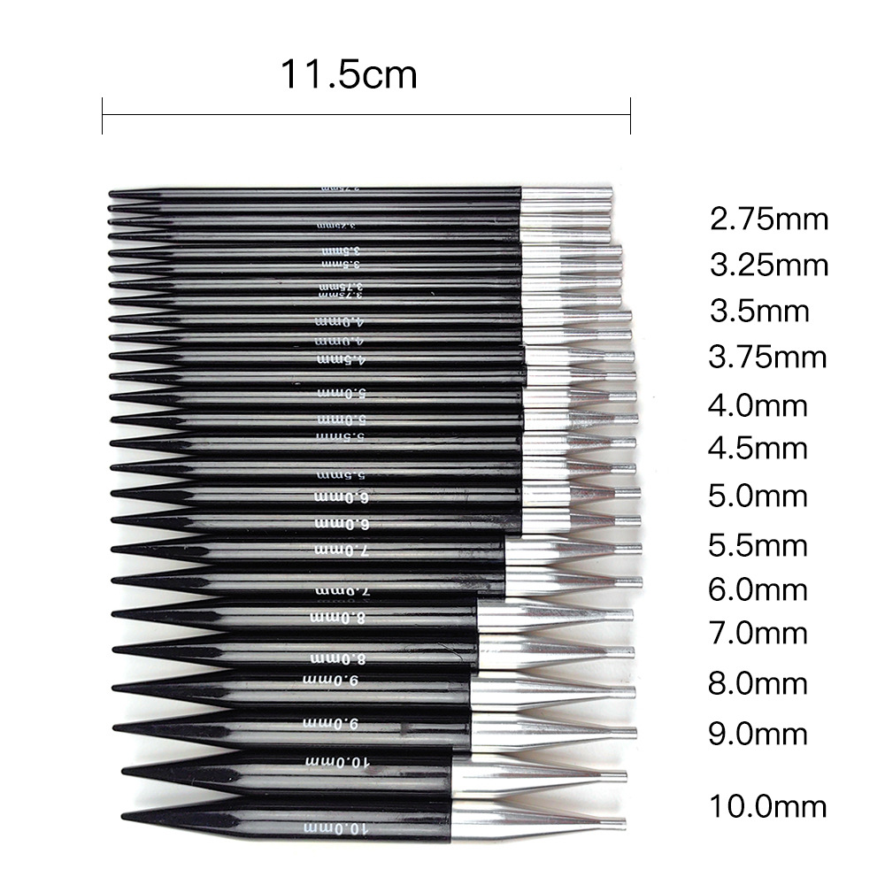 Herramienta de tejer aguja suéter negro plástico polycarbon desmontaje cuerda cambio aguja anillo conjunto 13 pares pu embalaje