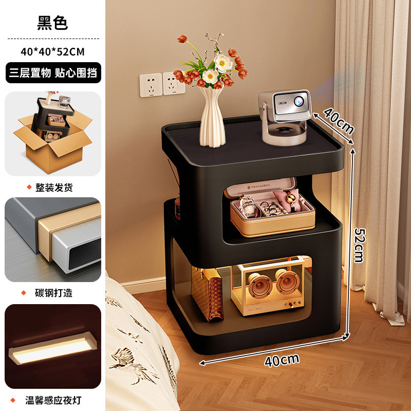 Tabernita de cama de hierro forjado dormitorio doméstico simple alternativa moderna pequeña crema de viento unos pocos estantes creativos gabinetes