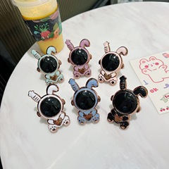 新款愛心兔手機殼支架背貼懶人桌面學習支架指環扣支架潮流款