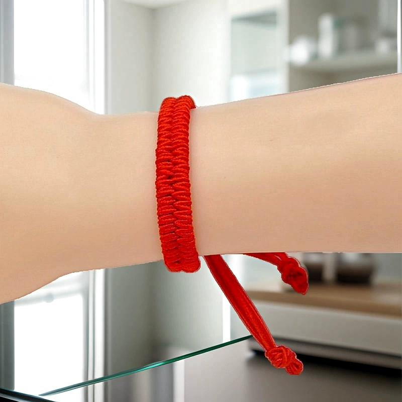 Children's red rope bracelet, hand-woven colorful cord, adjustable length