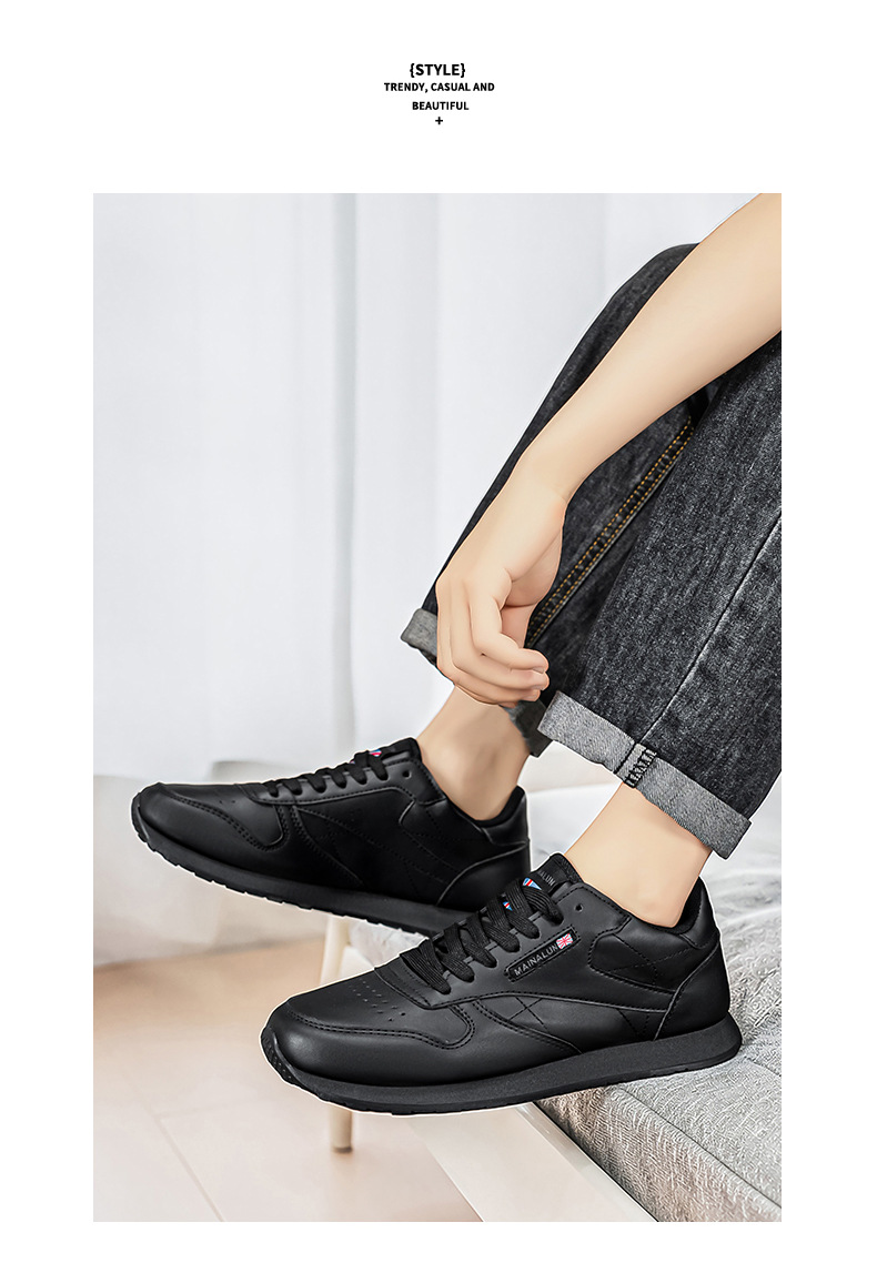 Men's Leather Casual Sneakers With Thick Sole For Height Increase_voghion.com