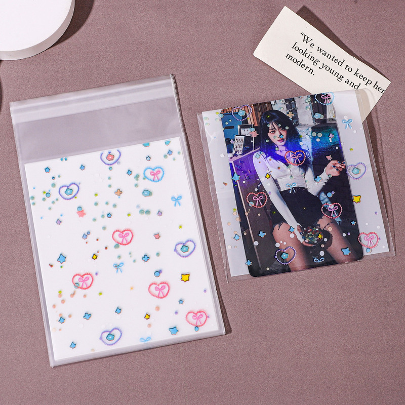 Source factory new small fresh love element self-adhesive bag small pendant gift packaging bag jewelry packaging bag