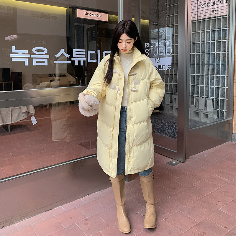 2024 nuevo algodón de invierno de mujer largo corno de buey pequeño chaqueta de algodón de pluma grande chaqueta de algodón