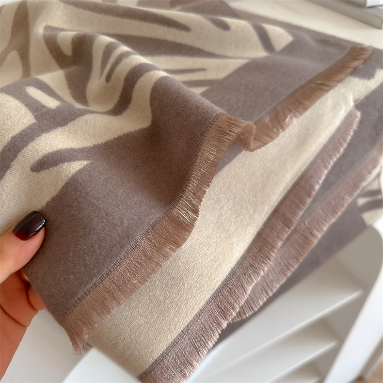 Autumn and Winter I mitation Cashmere Graffiti Wool Scarf Zebra Pattern Long Dual-purpose Air Conditioning Shawl Warm_voghion.com
