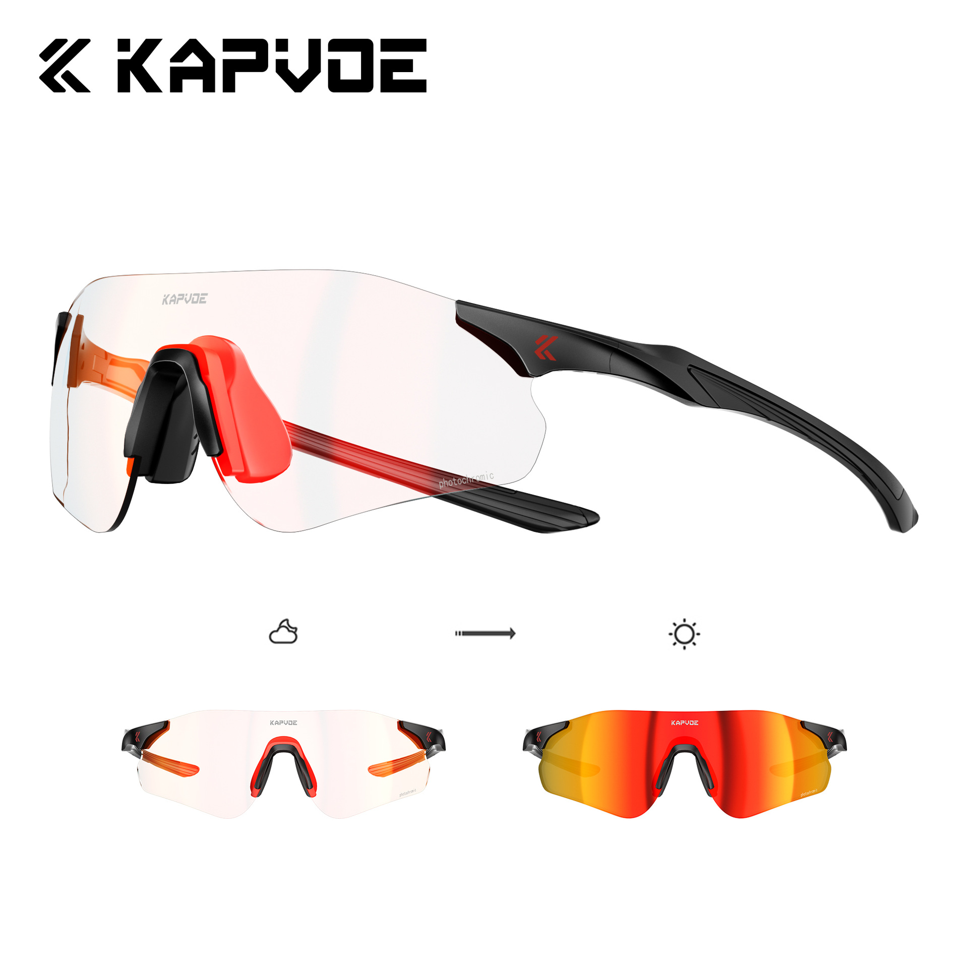 Gafas Fotocromáticas para Ciclismo y Correr de TR90, Fotocromático y Cortavientos, para Ciclismo y Escalada image 7