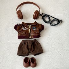 拉布布衣服labubu娃衣一二三代搪胶公仔坐坐派对潮流复古皮衣