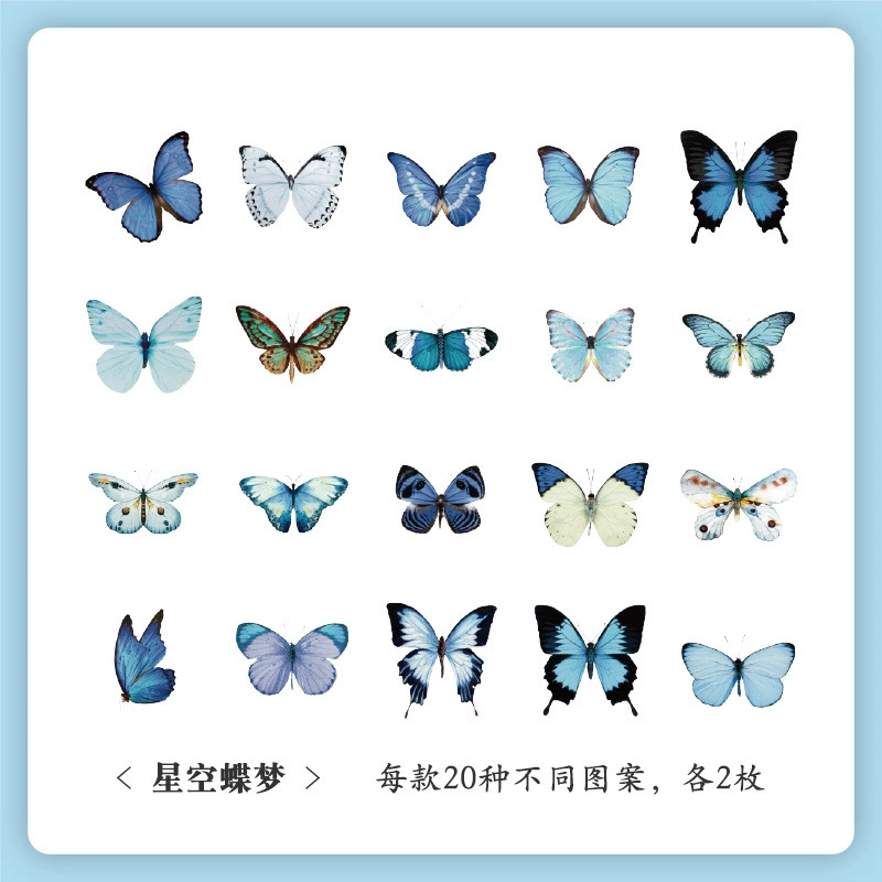 Sticker Set, 40-Sheet Assortment, Butterfly & Floral Designs for Kids' Bags and Planners