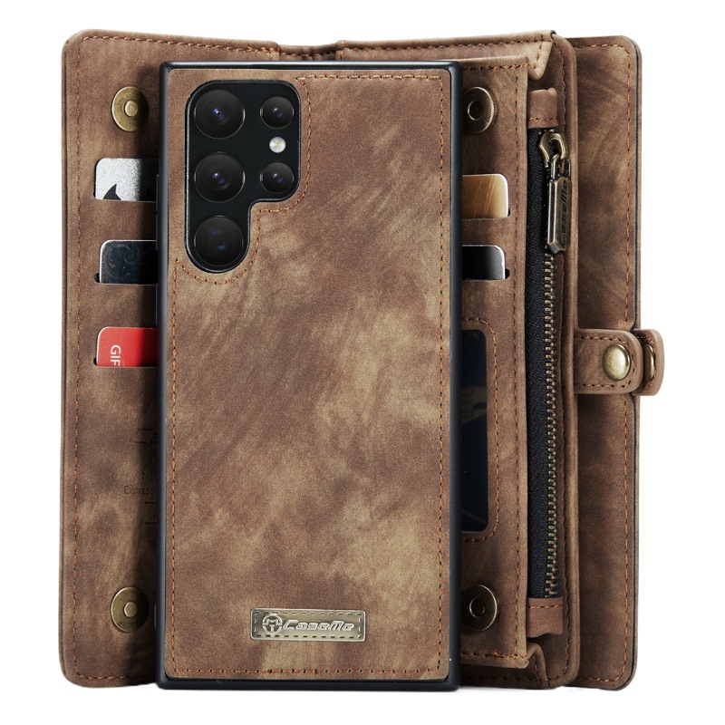 Aplicable Samsung S25Ultra funda para teléfono móvil S24FE billetera S23plus funda protectora para tarjeta S22 se puede dividir