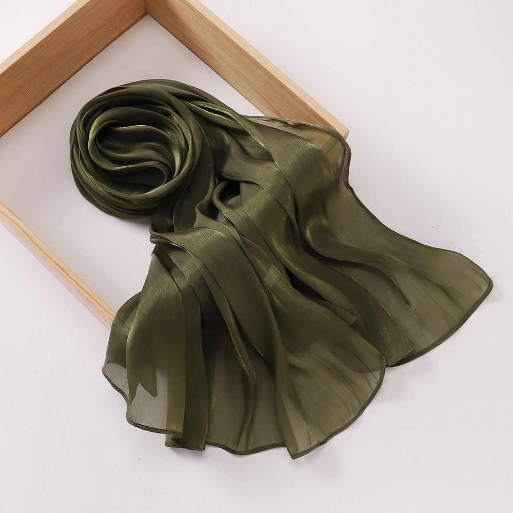 Island Sc per donna, nuovo stile transfrontaliero, Island Satin Smooth Crepe tinta unita seta lucida Sc, malese_voghion.com