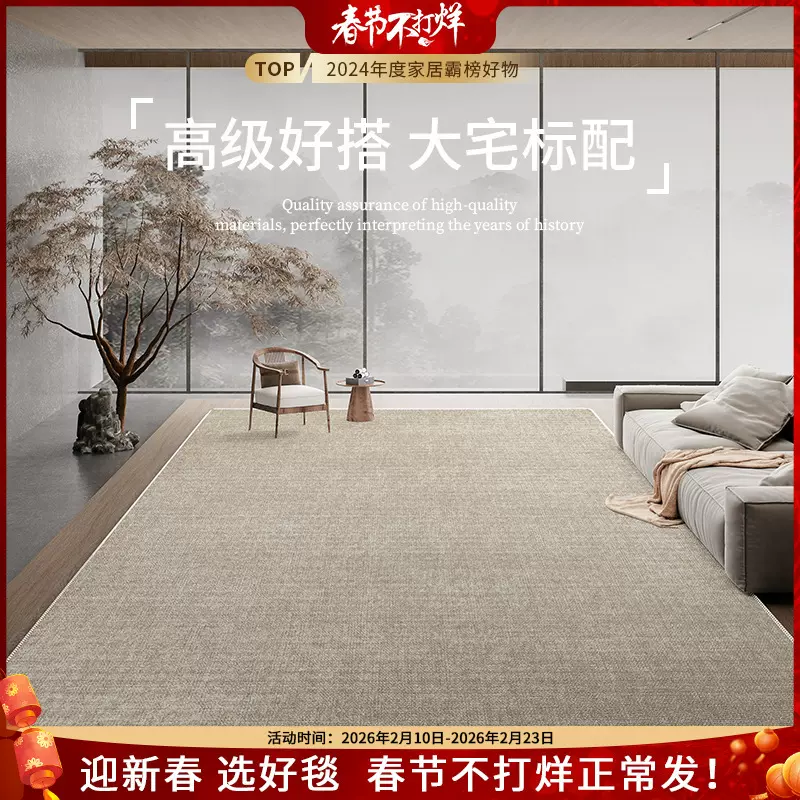 纯色客厅地毯耐脏易打理免洗轻奢高级感素色沙发卧室地垫天津地毯