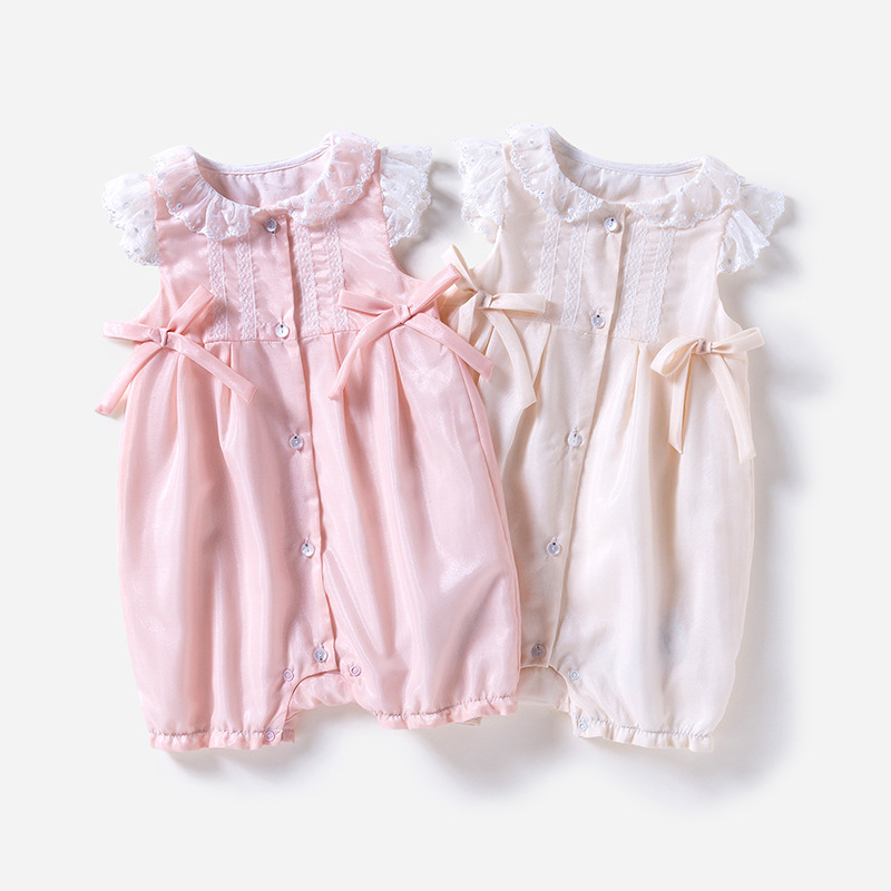 A summer Female baby Short sleeved baby Bodysuit Infants Lace lace princess one-piece garment clothes Thin section Romper