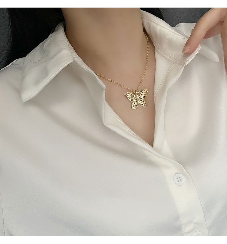 Retro Butterfly Copper Plating Pendant Necklace 1 Piece