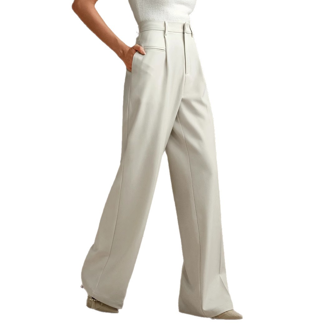 Summer High-Waisted Wide Leg Pants – Breathable Solid Color Trousers With Flowy Silhouette (XS-XL)_voghion.com