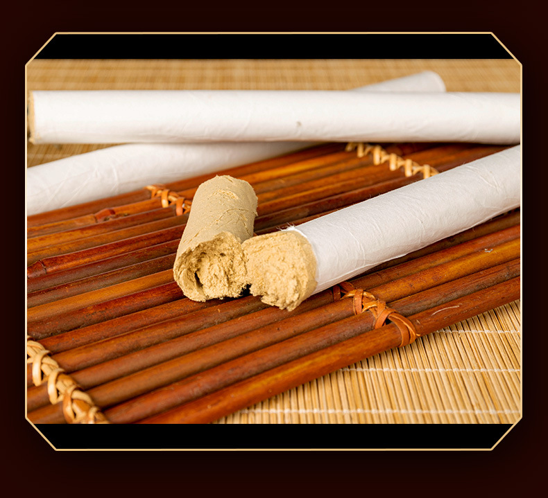 Moxa Stick Ai Tiao 50:1 Five Year Aged Moxibustion Roll 1.8cm x 20cm in use