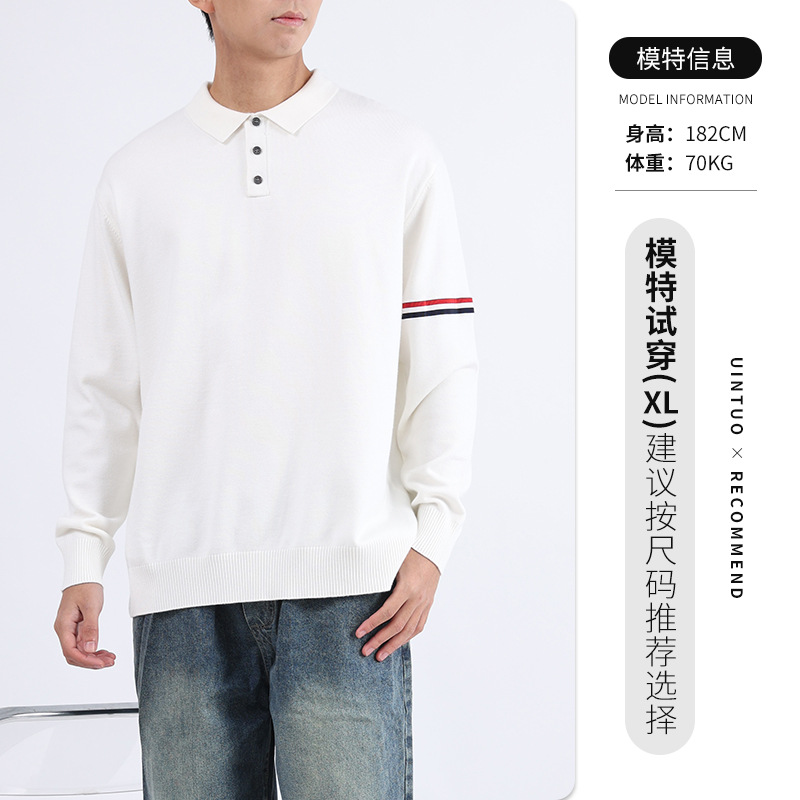Uniqlo hombre lujo ligero transfronterizo de alto nivel suéter de punto perezoso estilo hombre de negocios ocio condujo polo camisa