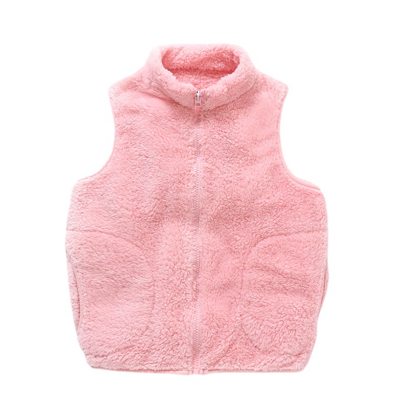 Children's Cotton Fleece Vest Category A Boys' and Girls' Fluffy Vest Autumn and Winter Boys' and Girls' Velvet Warm High Collar Vest