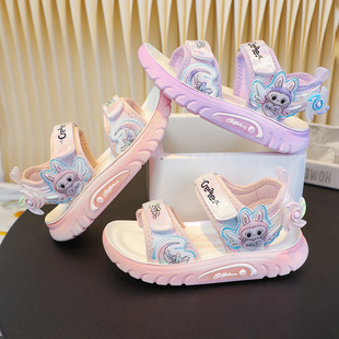 Girl's Shoes Cartoon Fashion Sandals 2025 Summer New Soft Sole Girl Stylish Princess Big Kids Beach Shoes