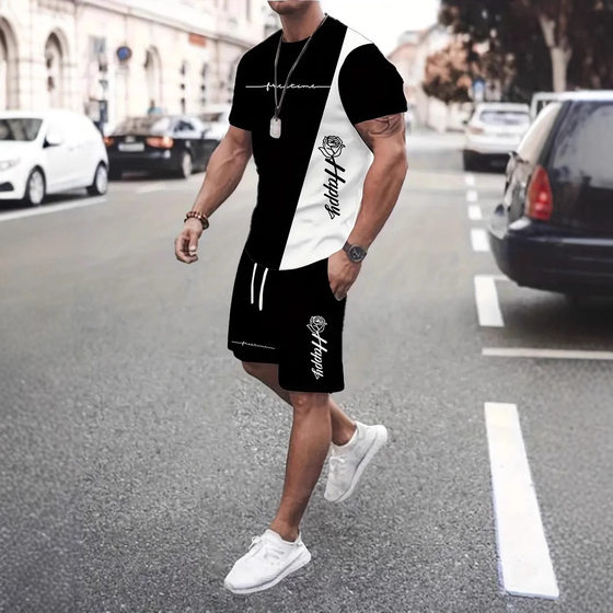 2025 Summer New 3D Fashion Trend Cool Short Sleeve Shorts T-shirt suit Europe and America Best Selling Full Edition Printing
