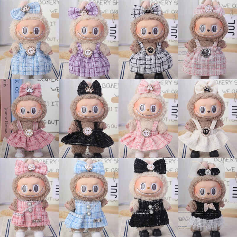 Tweed Style Series Baby Clothes Are Suitable for Labubu Doll 17cm Dressing up Doll Clothes Tweed Style Series Baby Clothes Are Suitable for Labubu Doll 17cm Dressing up Doll Clothes