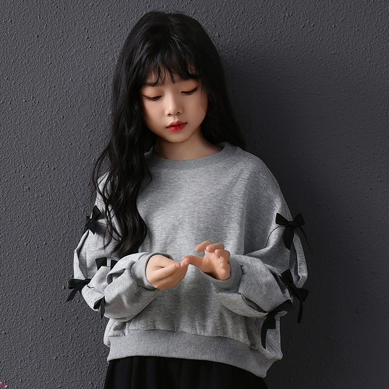 Falda holgada con orejas de madera, falda de media longitud hinchada de cintura alta, manga de pajarita, suéter lindo coreano