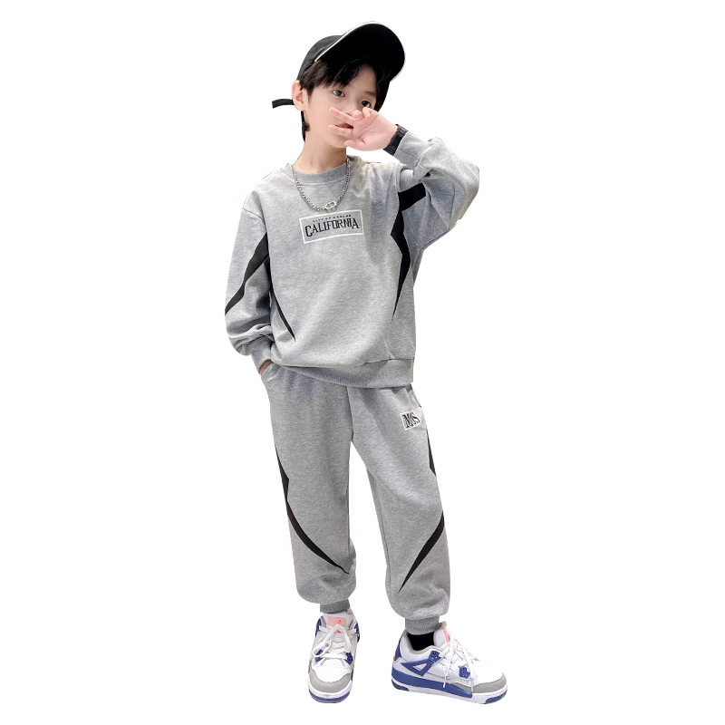 Traje de primavera y otoño 2023, ropa infantil moderna y atractiva, conjunto de dos piezas de suéter para niño grande, estilo urbano explosivo._voghion.com