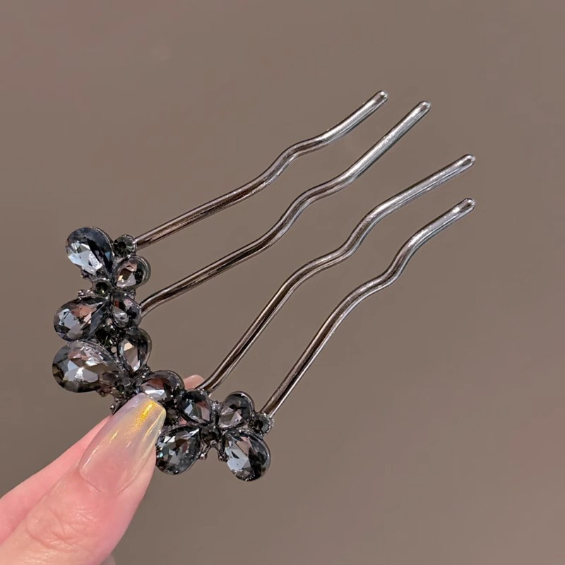 Diamante mariposa pinzas de cabello adornamiento para el cabello antiguo de alto nivel sensorial dispositivo de excitación de cuatro dientes peine de inserción temperamento pellizco peine para el cabello adornamiento para el cabello