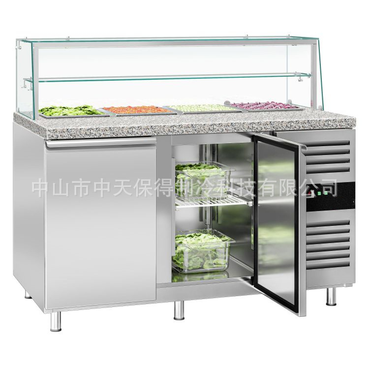 开槽沙拉台商用保鲜冷藏工作台披萨小菜冰箱水果捞展示柜喷雾冰台