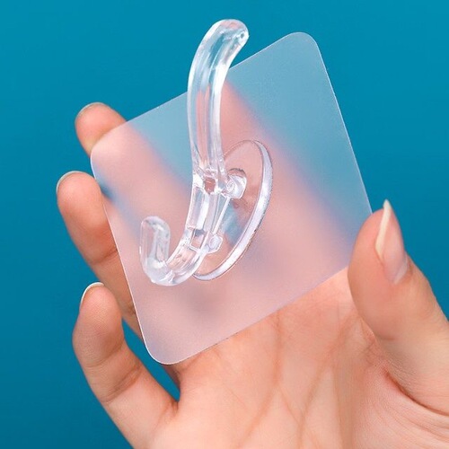 Tissue hook bathroom strong sticky hook stainless steel traceless hook transparent hook nail-free storage magic crystal sticky hook