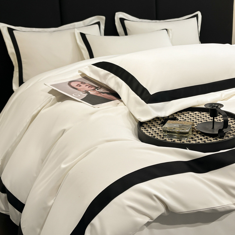 Washed Cotton Four-piece Bed Sheet Quilt Cover High-end Hotel Homestay Light Luxury Bedding Student Dormitory Three-piece Set Washed Cotton Four-piece Bed Sheet Quilt Cover High-end Hotel Homestay Light Luxury Bedding Student Dormitory Three-piece Set