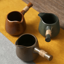粗陶侧把公道杯陶瓷仿古分茶器大容量长柄公杯茶具配件单茶海