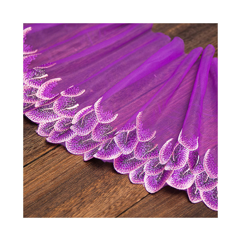 20cm de ancho de red de ancho de color bordado encaje suave plumas de pavo real ropa interior accesorios Barbie