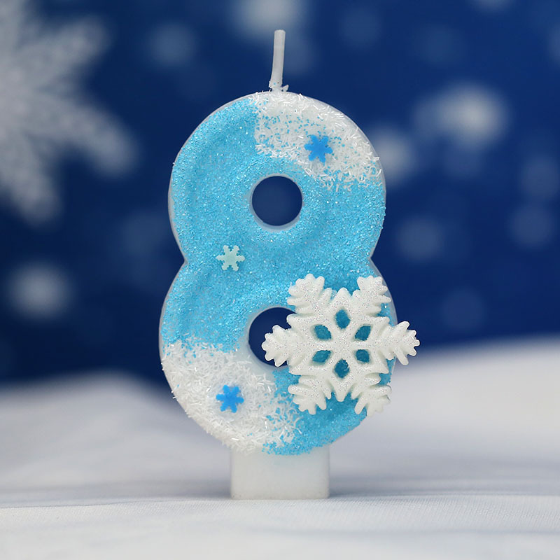 白と青の大きな雪の結晶クリエイティブデジタル誕生日キャンドル新しいアマゾンクロスボーダーホットセール誕生日パーティーの装飾キャンドル|undefined