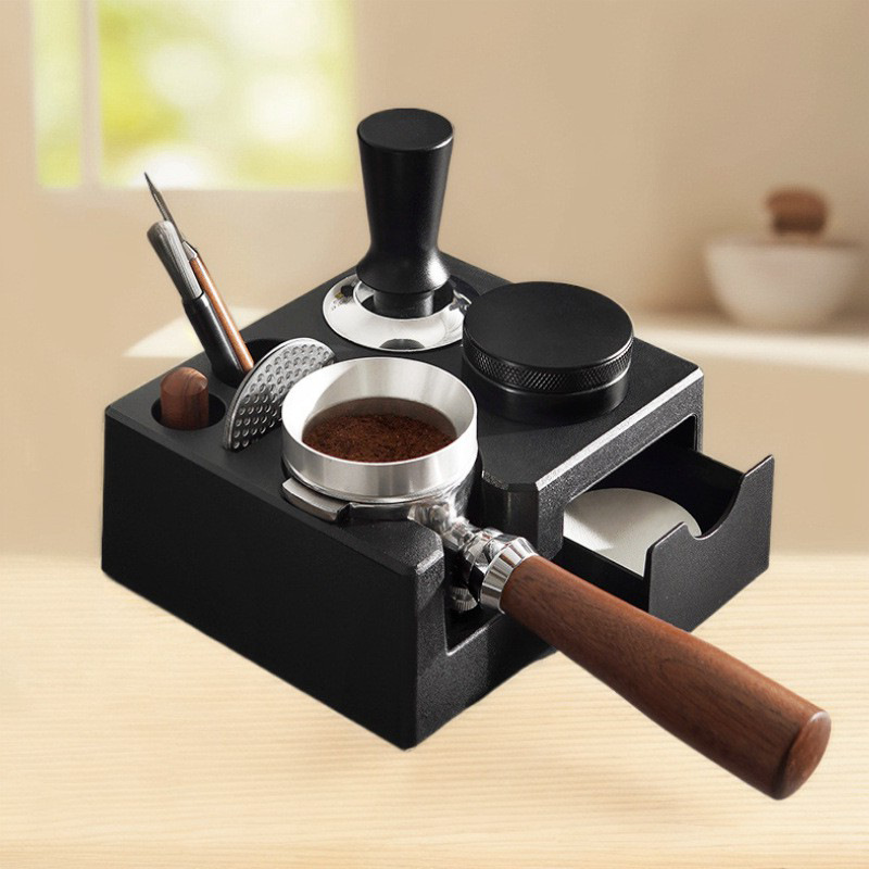 Coffee Tamper Stand Set, Distribution Tool Base, Coffee Equipment, Coffee Machine Accessories, Black, 51mm, 3-Piece Set Coffee Tamper Stand Set, Distribution Tool Base, Coffee Equipment, Coffee Machine Accessories, Black, 51mm, 3-Piece Set