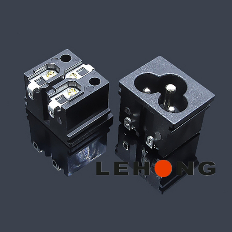 DE-6-1DS2-15三芯弯脚/安规AC插座/电源插座/品字插座/AC母座/