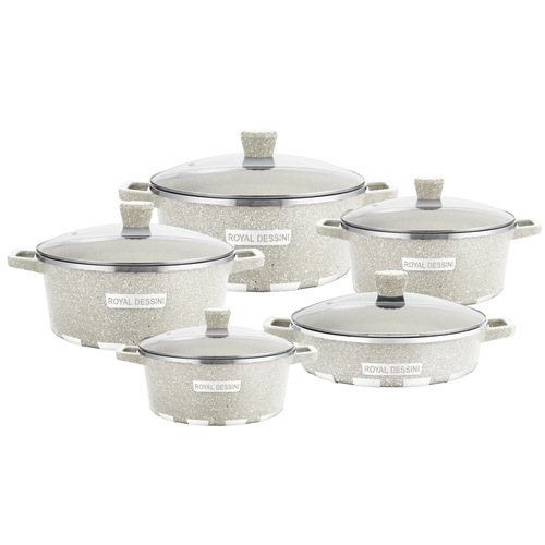 Lanya Factory foreign trade die-cast soup pot combination set pot non-stick pot household cooking pot soup pot aluminum pot ten-piece set