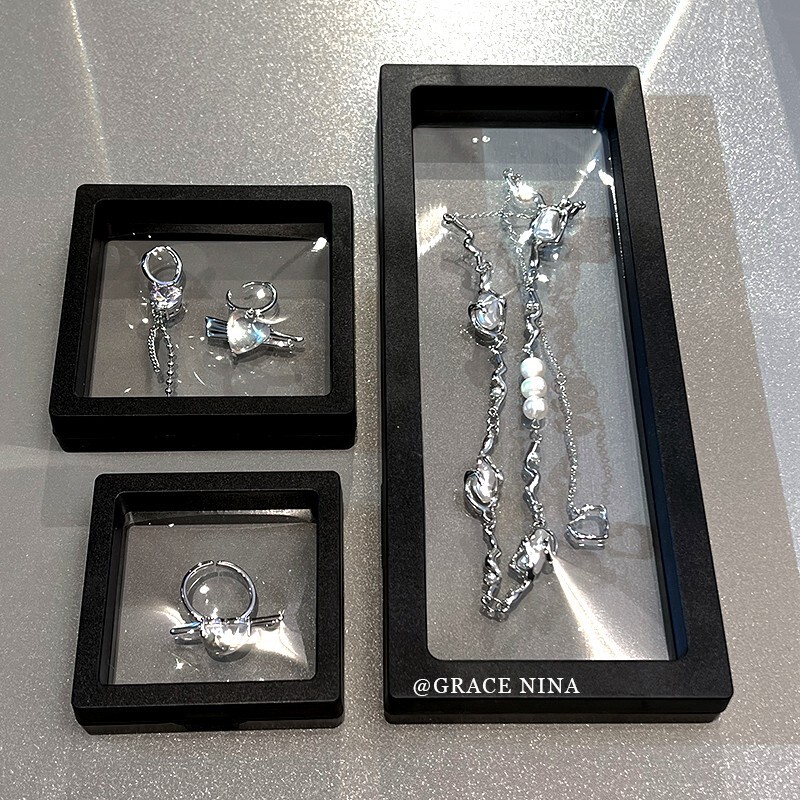 Net red earrings anti-oxidation PE film storage box ring necklace bracelet jewelry box 2022 New High sense
