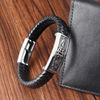 Woven bracelet handmade stainless steel, genuine leather, European style