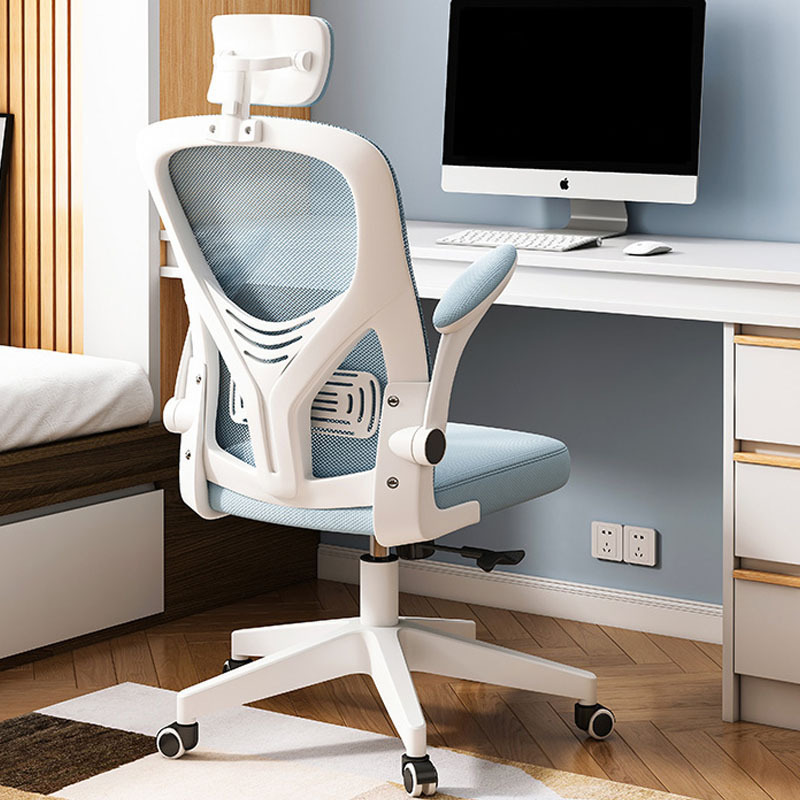 Silla de oficina ergonómica, altura ajustable simple, adecuada para estudio, largas jornadas sentado, uso en oficina y hogar, respaldo cómodo, tela de malla transpirable.