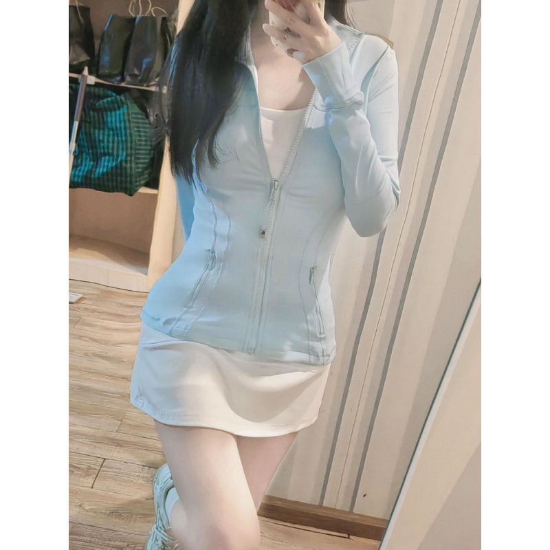 Define Same Style Nulu, Luon Navy Blue Spring & Fall New Yoga Running Jacket Women's Slim Elastic Stand Collar