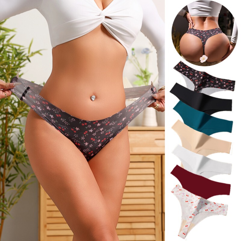 Seamless Thong Women's Sexy Skin-Fitting Underwear Women's Sexy Fashion Printed Women's T-Pants Comfortable and Breathable G-String Pants